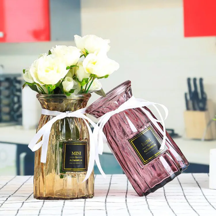 

Glass Vase Transparent Color Flower Arrangement Living Room Desktop Decoration Hydroponic Vase Modern Minimalist Style