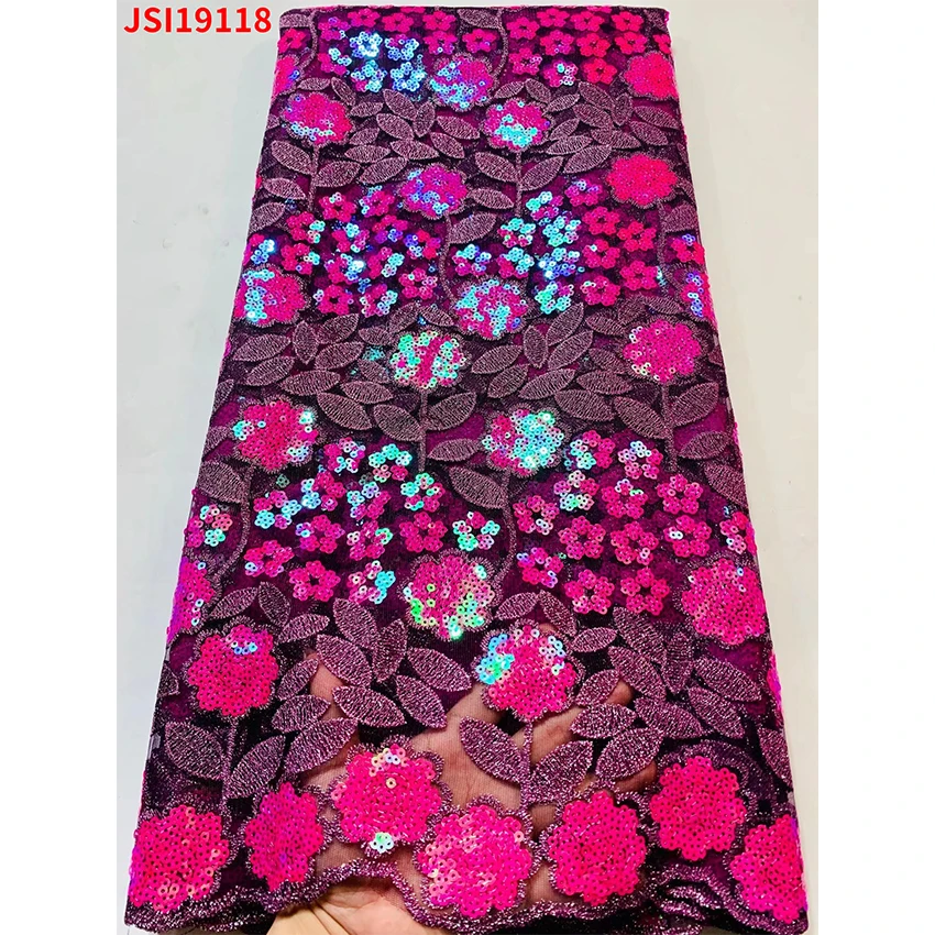 Low Price African French Lace Sewing Clothes Nigerian Quality ​Tulle Jacquard Sequins Party Dress 5 Yards/Lot JSI19118 | Дом и сад