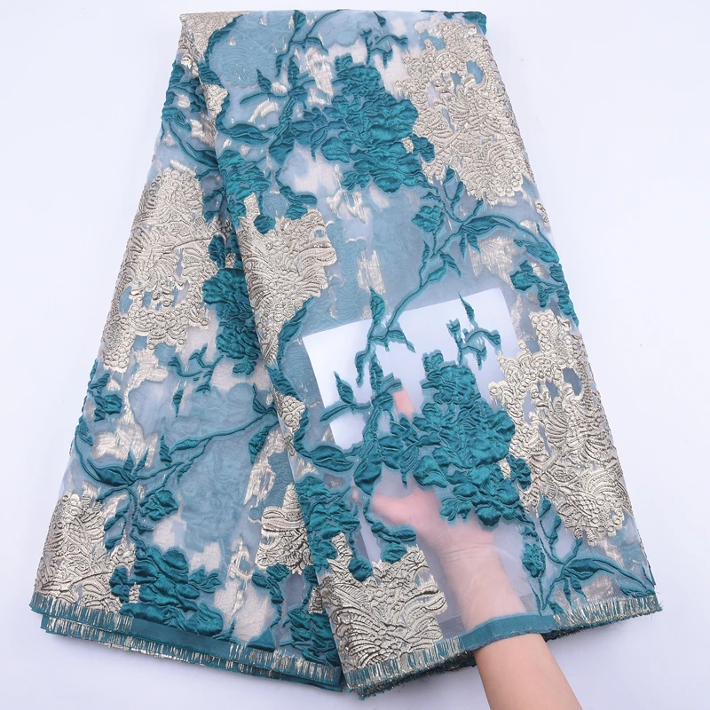 Красивая африканская кружевная ткань для платья Аппликация золотая линия