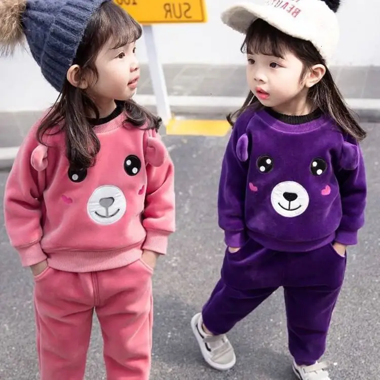 Комплекты бархатной одежды для маленьких девочек Сезон весна-осень Детская