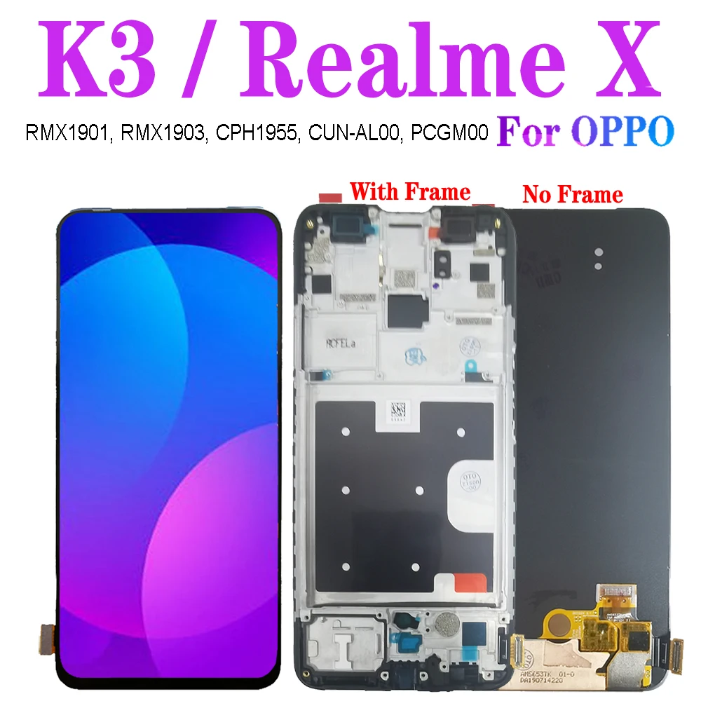 ЖК-дисплей Realme X с рамкой для OPPO RealmeX RMX1901 RMX1903 LCD For K3 CPH1955 PCGM00 сменный сенсорный
