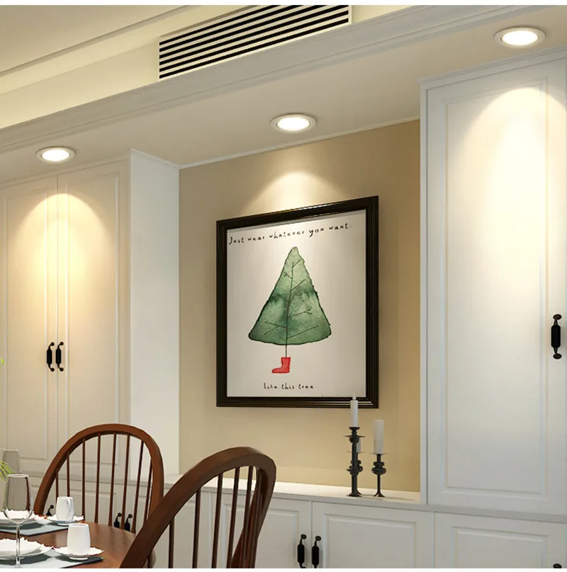 С регулируемой яркостью AC85V 265V встраиваемые потолочные светильник 3W5W7W9W12W15W18W шкаф