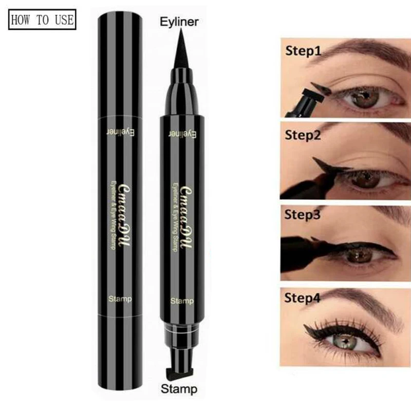 Подводка для глаз трендовая с крылышками водонепроницаемая фотокарандаш черный