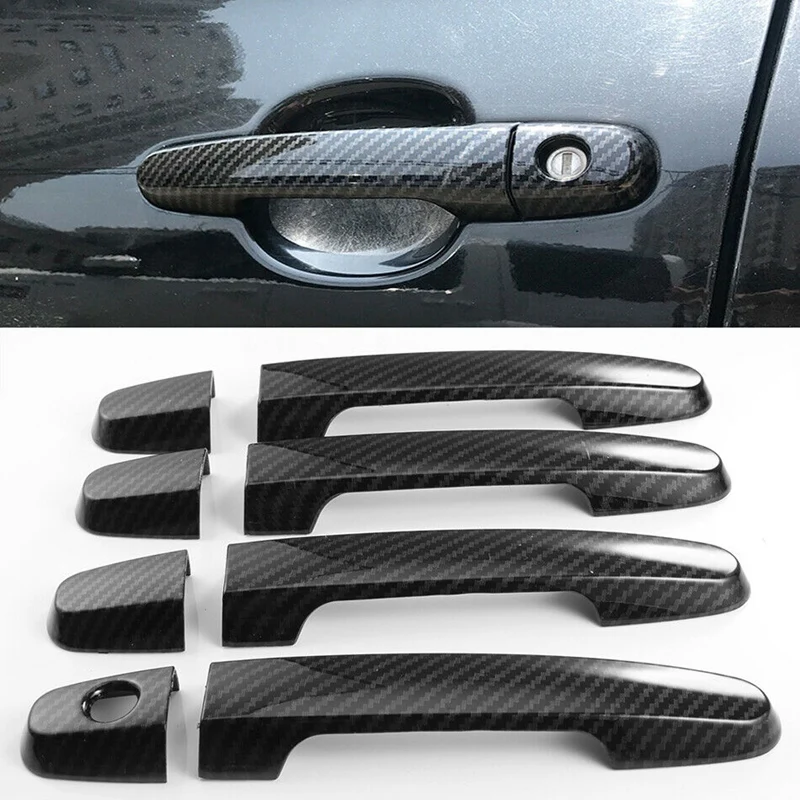 8 шт. Автомобильная накладка на внешнюю дверную ручку из углеродного волокна для