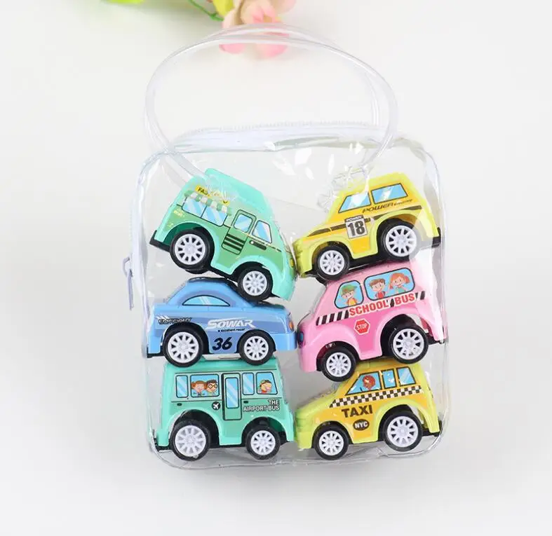 

6/12pcs Pull Back Car Toys Racing Car Baby Mini Fire truck Cartoon Pull Back Bus Truck Kids Toys For Children Boy Gifts