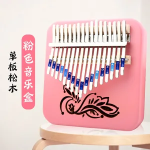17 Keys Kalimba Thumb Piano Cute Pink Mahogany Musical instrument