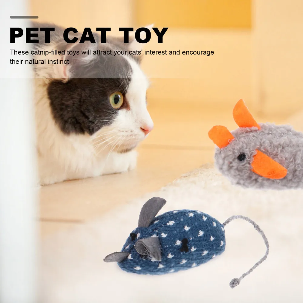 

6Pcs Mice Shape Cat Catnip Plush Chew Bite Interactive Plaything