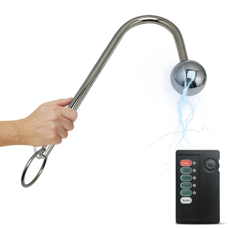 Анальный крючок из нержавеющей стали для массажа простаты с электрошоком |