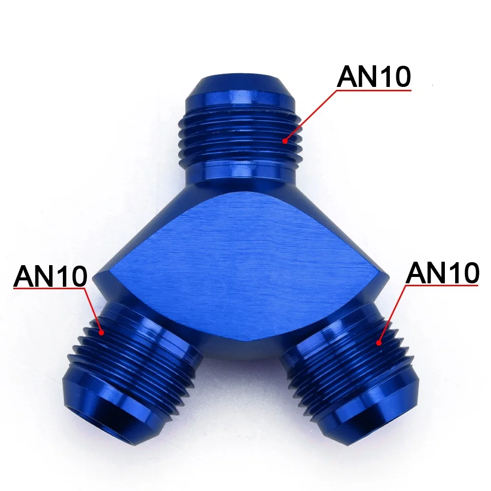 AN10 BLUE AN6 AN8 AN10 Алюминиевый Y Блок адаптер фитинги адаптер Черный Y Тип нефтяной трубы соединение - Цвет: AN10 BLUE