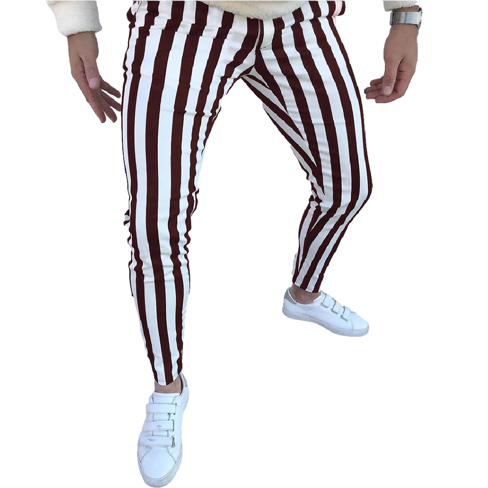 

Fashion Men Clothing Smart Casual Pants Striped Streetwear Pants Pantalones Trousers Pencil Pants for Men