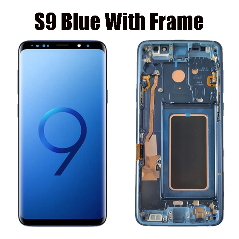 S9 Blue With Frame Без битых пикселей 5,8 ''дисплей для SAMSUNG Galaxy S9 G9600 ЖК-дисплей с кодирующий преобразователь сенсорного экрана в сборе запасные части - Цвет: S9 Blue With Frame