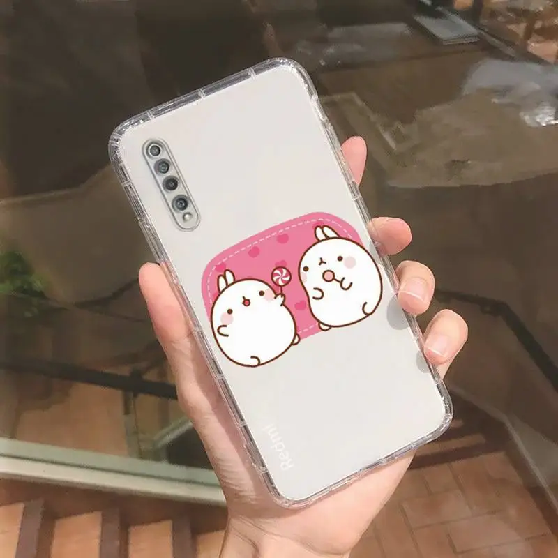 Милый прозрачный чехол molang с мультяшным кроликом для Xiaomi redmi note x f poco 10 11 9 7 8 3 i t s pro
