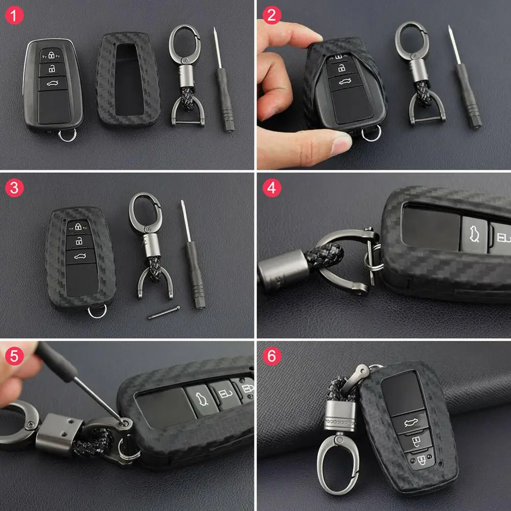 Брелок для ключей из углеродного волокна брелок автомобильного ключа Toyota Camry CHR