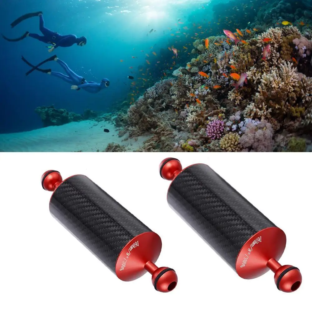 8/10 inch Carbon Fiber Float Buoyancy Aquatic Arm Double Ball Floating Mount for Diving Camera Underwater Tray