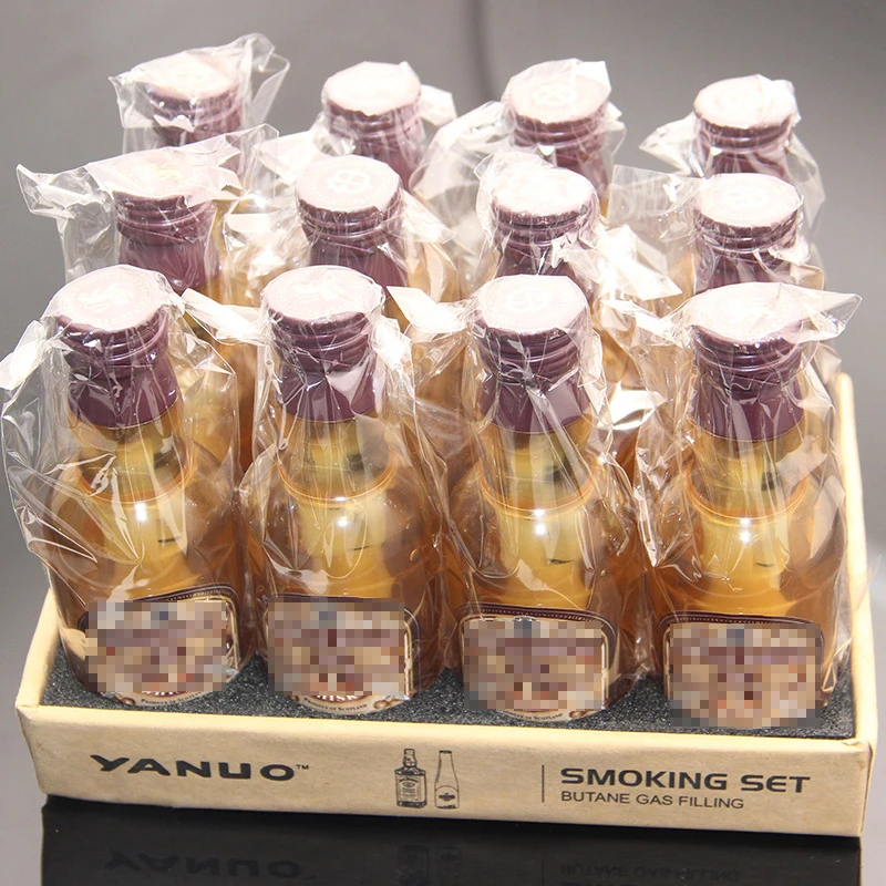 

Creative Grappige Wijnfles Aansteker Hervulbare Butaan Vlam Gas Aanstekers Met Bier Flesopener