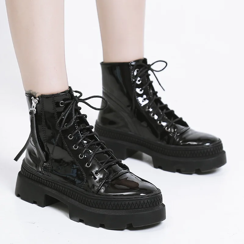 Модные короткие ботинки Ботинки martin из натуральной кожи Женские Ботильоны на