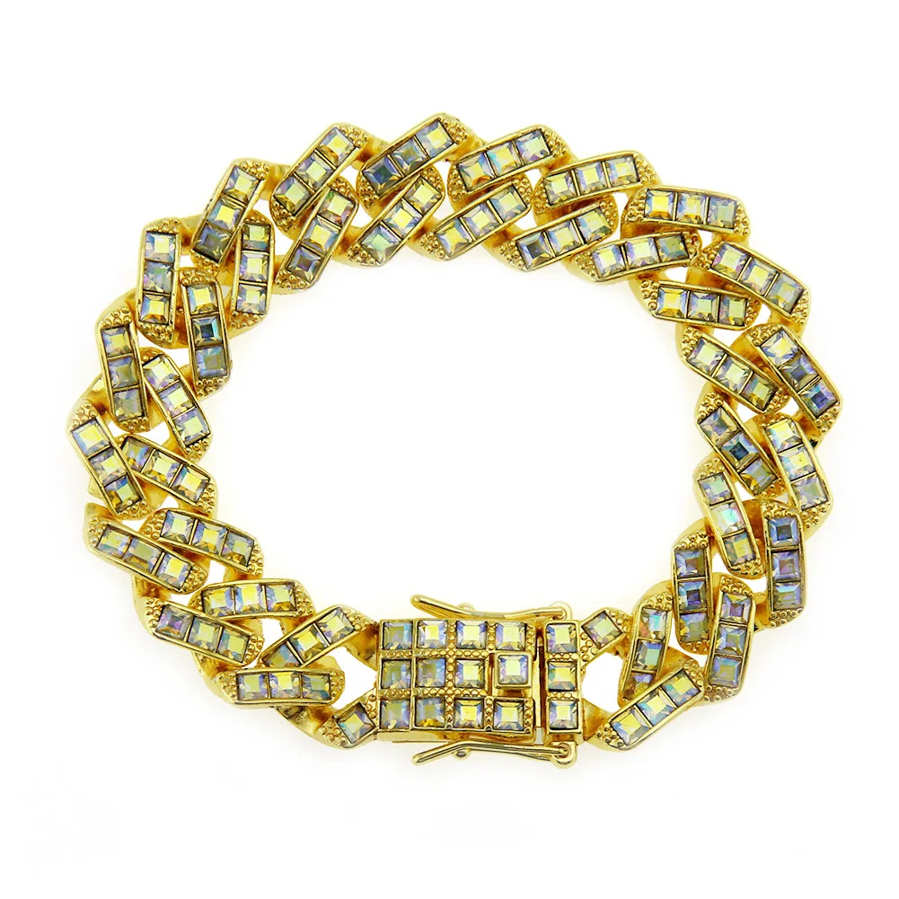 Браслет цепочка унисекс Радужный из меди 20 х14 мм|Цепочки и браслеты| |