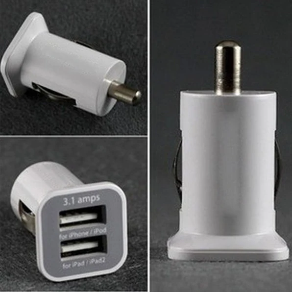 

10pcs/lot 5V 3.1A Micro Auto Universal Dual 2 Port USB Car Charger for IPhone IPad IPod Chargers Adapter / Cigar Socket