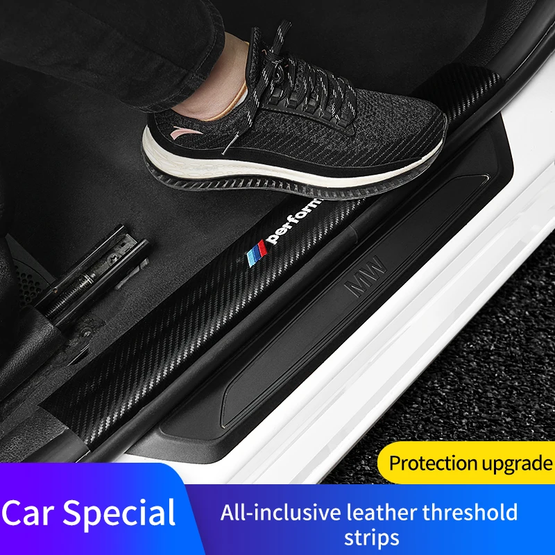 

4pcs Leather Car Threshold Sticker Carbon Fiber Sill Protective Stickers for BMW 3 5 Series X1 X3 X4 X5 G30 G38 Car Accessories