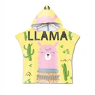 Детская накидка с капюшоном и мультяшными ламами, пляжное полотенце из микрофибры с принтом альпака, для маленьких мальчиков и девочек, банное полотенце для купания