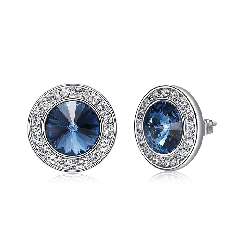 BOSCEN серьги, украшенные кристаллами Swarovski, для женщин, девочек, подарок на день рождения, красочные круглые, хорошее ювелирное изделие, корейский стиль