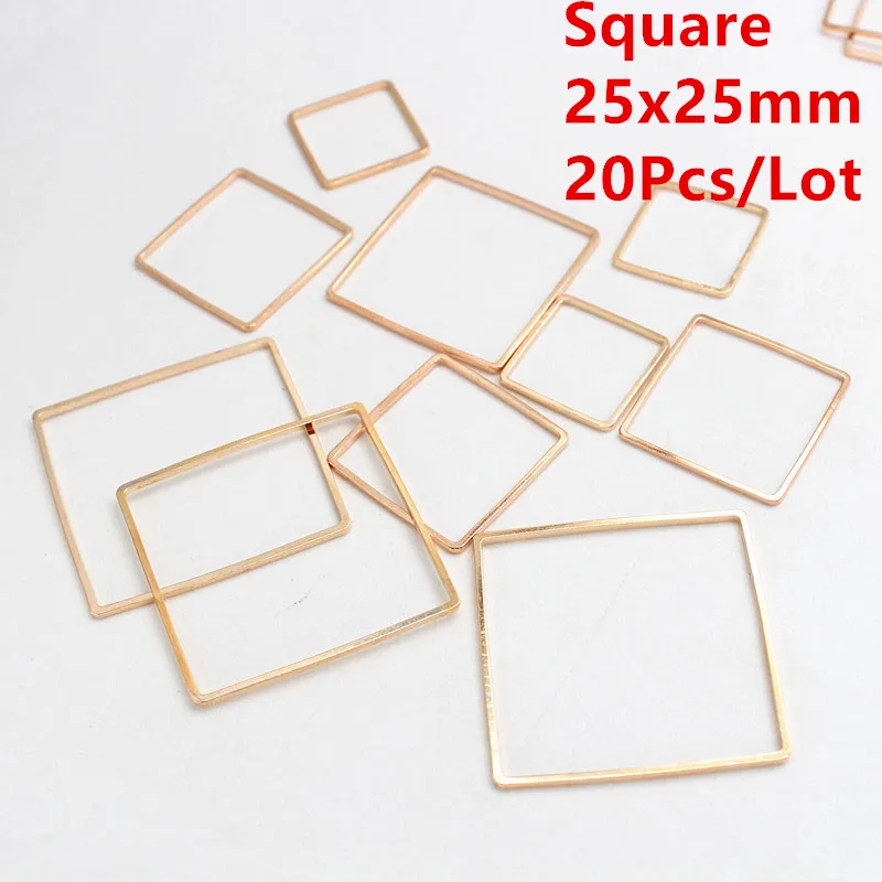 25mm kc square 20 шт./лот KC золотые кольца для DIY Изготовление сережек круглая серьга круга кулон ювелирные аксессуары фурнитура 20 мм 25 мм 35 мм 40 мм - Цвет: 25mm kc square