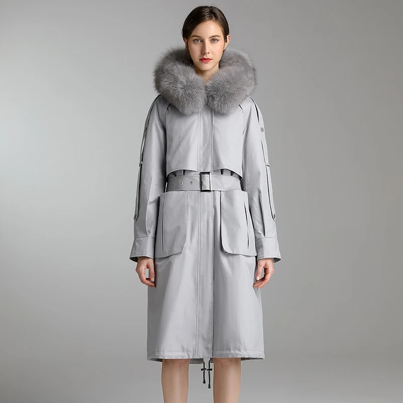 

Tcyeek зимняя одежда, женское меховое пальто 2020 натуральный Лисий меховой воротник с капюшоном шуба из кролика Рекс, женские теплые зимние дли...