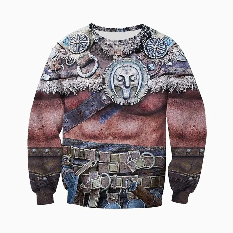 

3D all print Viking warrior fashion zipper Hoodie Street hip hop casual Sweatshirt