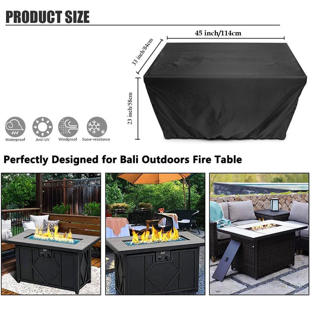 

Gas Fire Cover Rectangle - 45x33x23 inch Waterproof Anti-UV Heavy Duty for Patio Anti Dust Rain Accessories
