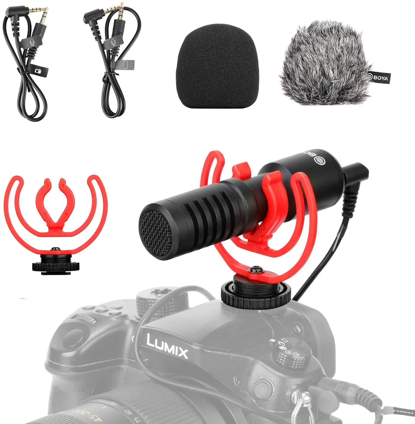 

BOYA Camera Super-Cardioid Video Shotgun Condenser Microphone by-MM1+ with Headphone Monitoring for Camera Camcorder phone
