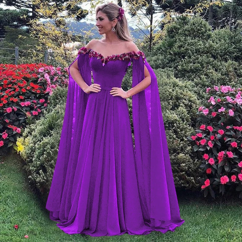 

Plus Size Off The Shoulder Party Wedding Maxi Dress Women Pleated Long Sleeve Elegant High Waist Dresses Spring Autumn Clothes