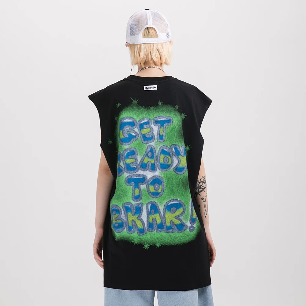 Лето 2020 топ без рукавов кавайная одежда забавная Женская жилет в стиле Харадзюку