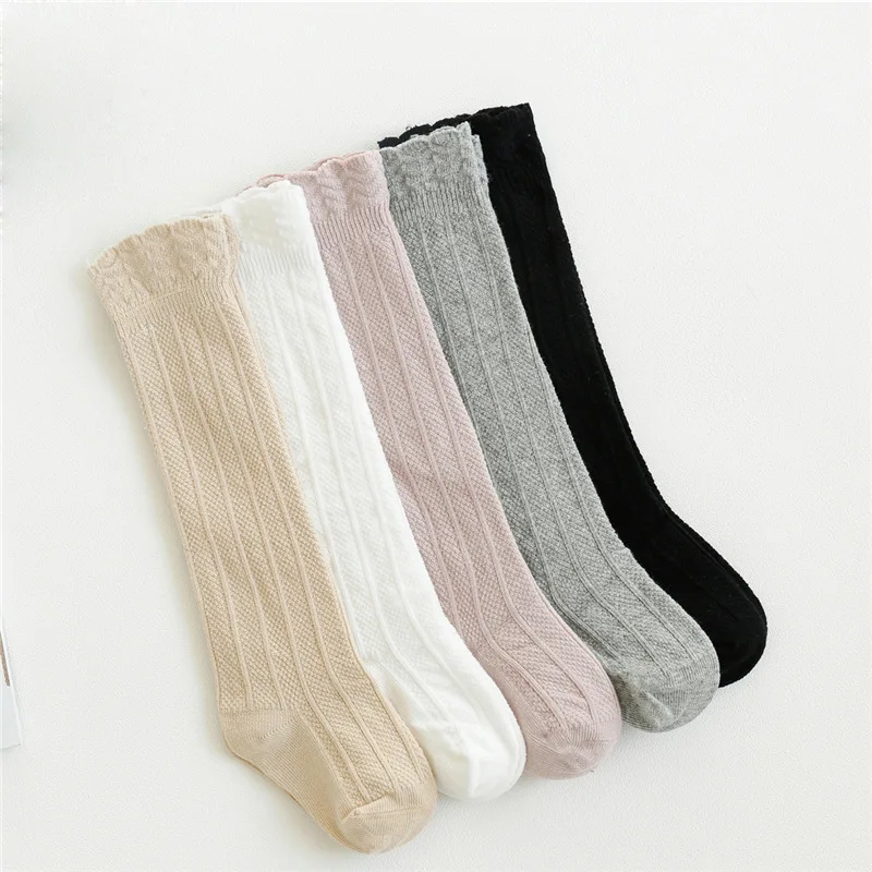 Весенне летние детские носки для новорожденных высокие кружевные чулки без