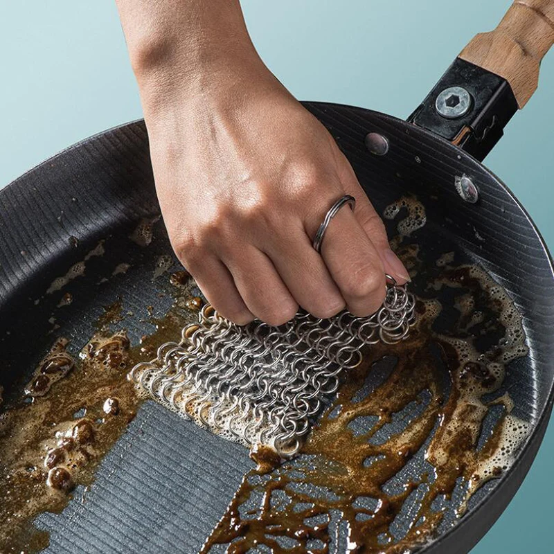 1 шт. Нержавеющая сталь чугун очиститель кольчужные скруббер Кухонной Бытовой