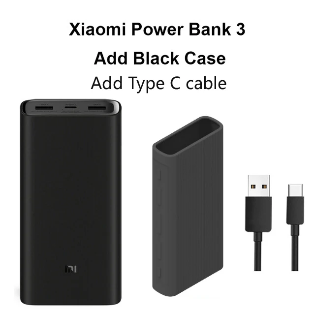 Xiao mi power Bank 3 20000 мАч mi power bank USB-C 45 Вт портативное зарядное устройство Dual USB power bank для ноутбука смартфона - Цвет: Add case Type C
