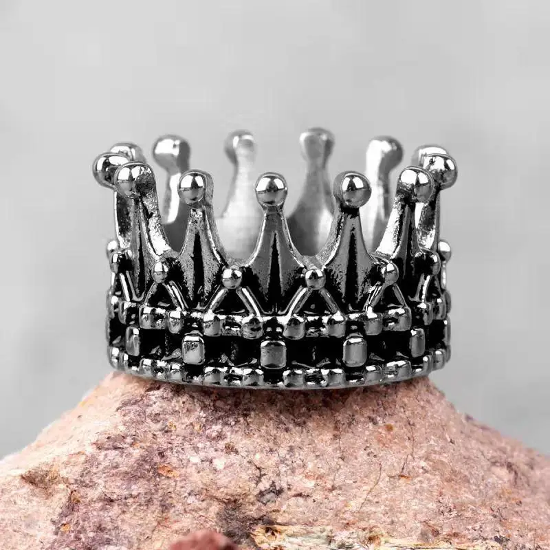 

New Style Vintage Punk King Crown Metal Punk Rings Cool Men's Rock Party Biker Jewelry