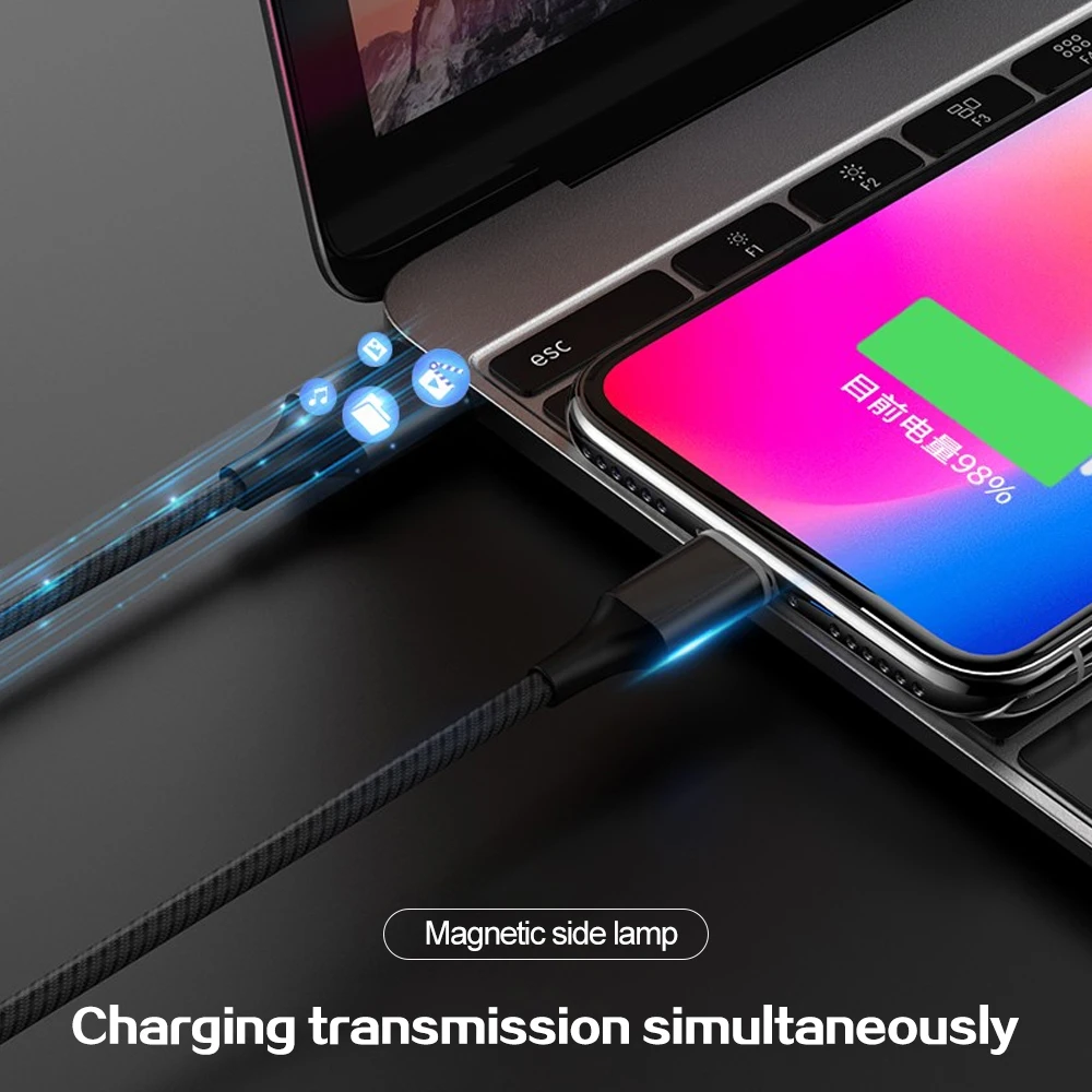 Магнитный USB кабель 3A быстрая зарядка мобильный телефон для iPhone Android зарядный