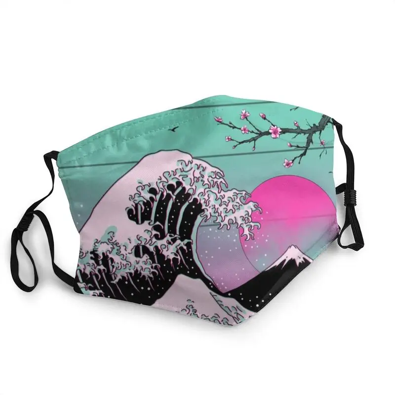 

Great Vaporwave Aesthetics Wave Breathable Face Mask Unisex The Great Wave off Kanagawa Protection Cover Respirator Mouth Muffle