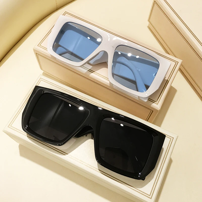 

Trendy White Square Oversized Sunglasses Women 2021 Designer Retro Rectangle Big Large Frame Shade Eyewear Men Sun Glasses UV400