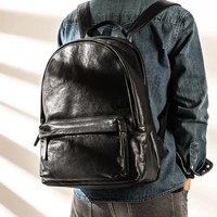 genuine leather mens casual backpack first layer leather large capacity computer backpack trendy soft leather school bag