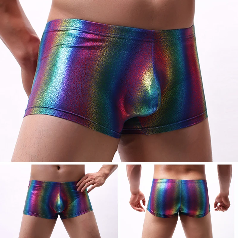 Мужские боксеры радужные высокие эластичные сетчатые с низкой талией модные