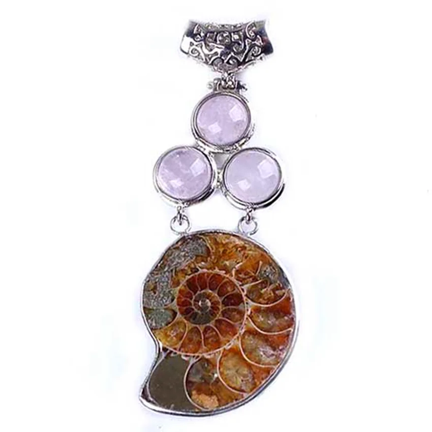 Ожерелье из крафт-бусин с серебряным покрытием аммонит подвеска искусственных