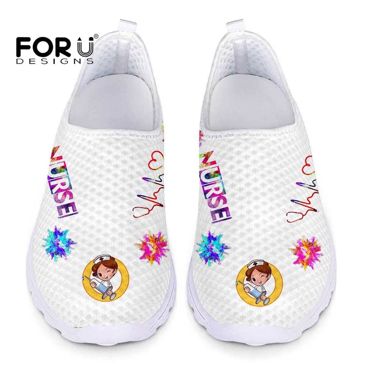 

Кроссовки женские сетчатые, на плоской подошве, белые