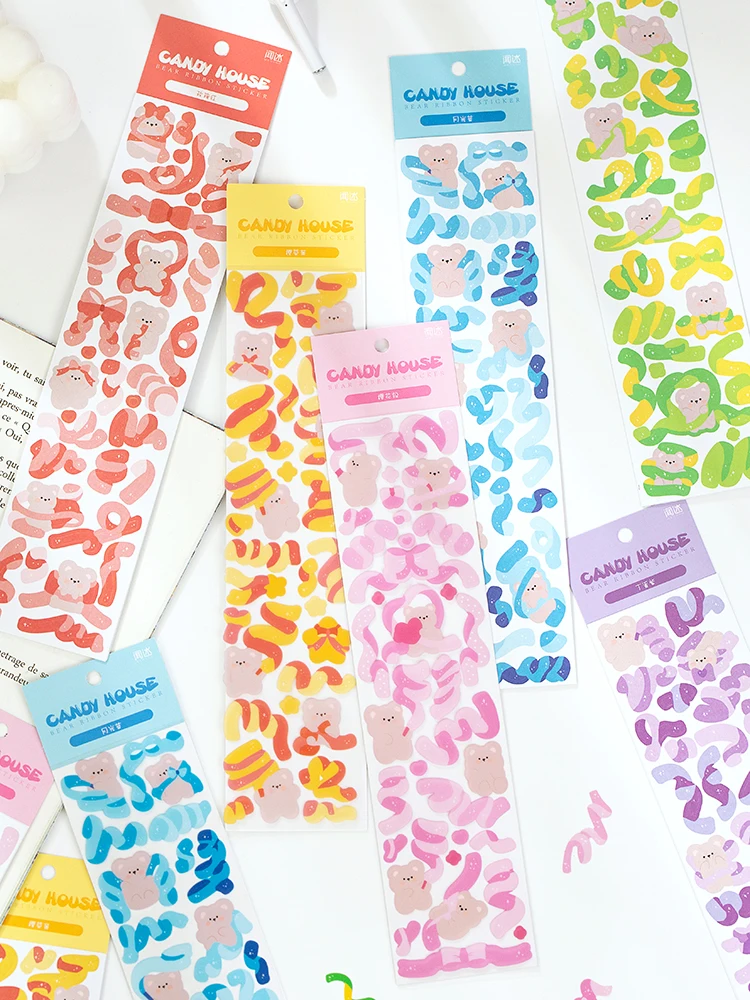 2 листа милой лентой наклейки &quotмедведь&quot вручную учетной записи Творческий