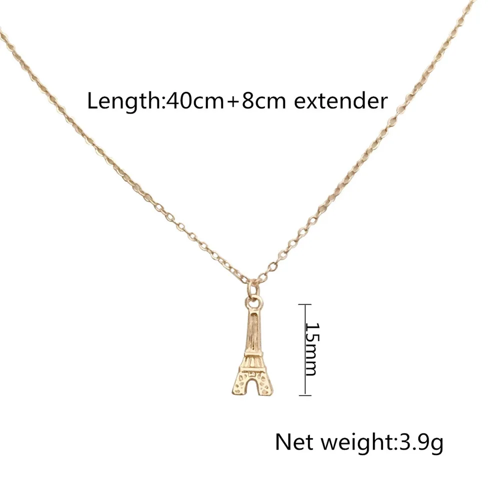 

New Fashion Jewelry Gold color Small Eiffel tower Pendant Paris Eiffel Tower Figurine Statue Pendant Necklace For Xmas Gift