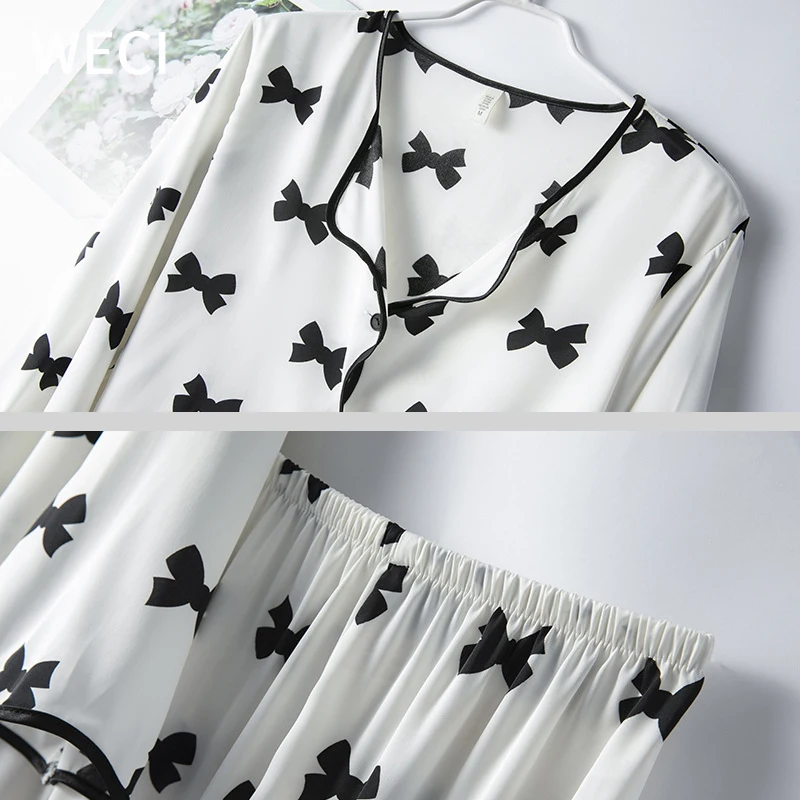 Женский комплект из двух предметов WECI атласная одежда для сна летние брюки