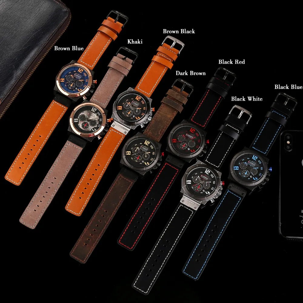 

CURREN Fashion Casual Mens Watches Waterproof Military Sports Watch Men Leather Quartz Watches For Male Clock Relogio Masculino
