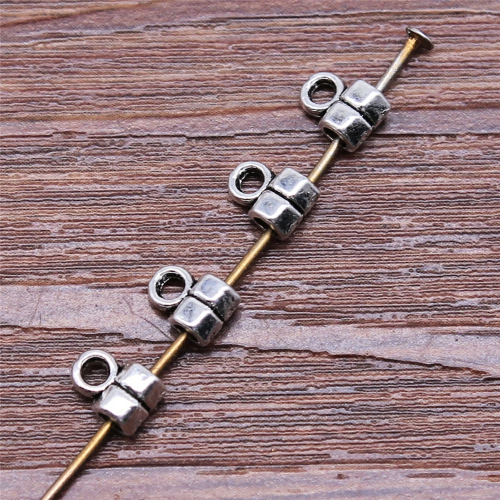 

40pcs 5x4mm Bail Beads Fit Charm Bracelet Findings Jewelry Making Antique Silver Plated Beads Bails Charm