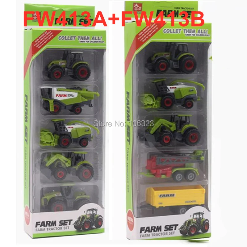 FW413A FW413B-STP Литые под давлением фермерские игрушечные транспортные средства, литые под давлением металлические коллекционные модели автомобилей, сельскохозяйственные тракторы плантаторы трейлеры игровой набор, собрать их все - Цвет: FW413A FW413B-STP