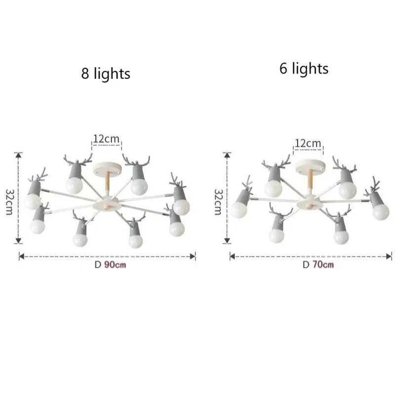 Современная люстра с рогами макарун скандинавский декор светодиодный
